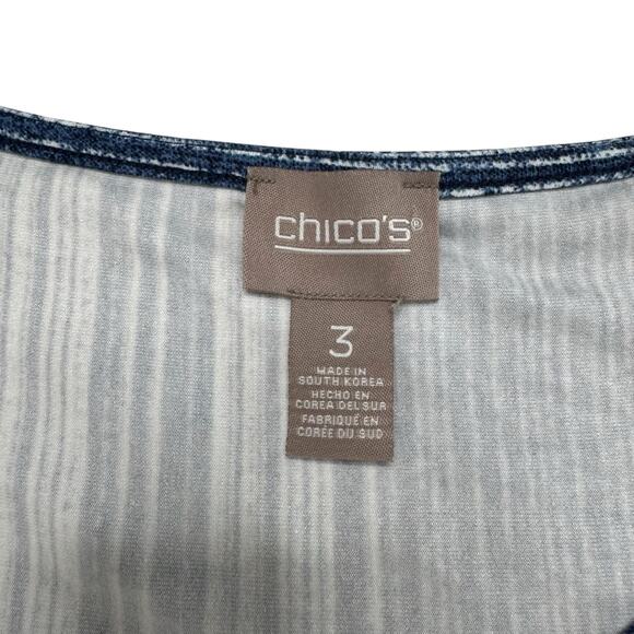 CHICOS Jersey Knit Sleeveless Dress in Blue & Ivory Stripe Size XL (3) Rayon - Picture 6 of 9